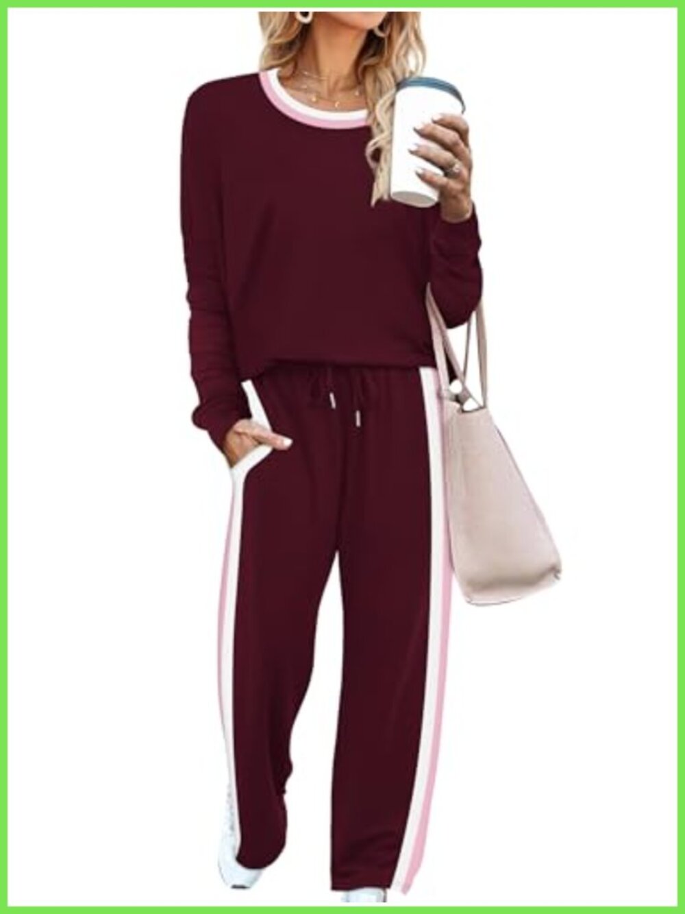 2 Piece Lounge Set Long Sleeve Crewneck & Drawstring Pants Sweatsuit